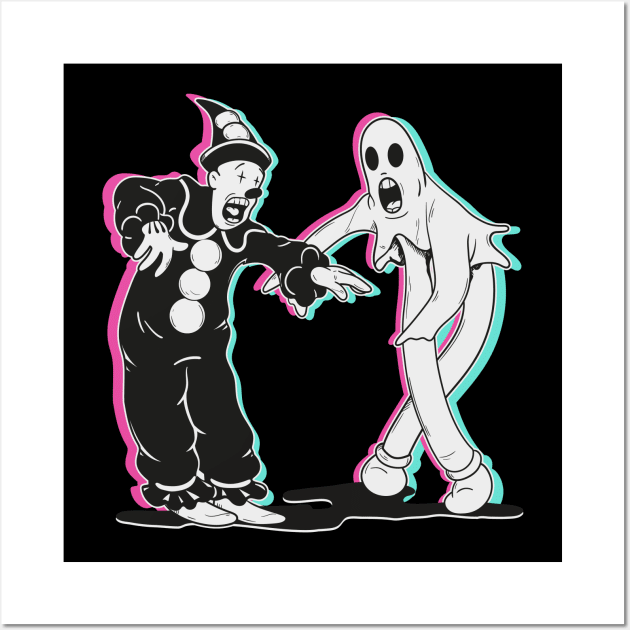 fantasma y payaso bailando Wall Art by PaperHead